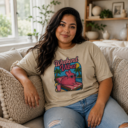 Weekend Vibes Bunny Shirt, Rabbit Summer Tee, Poolside Bunny T-Shirt, Beach Vacation Shirt, Rabbit Lover Gift