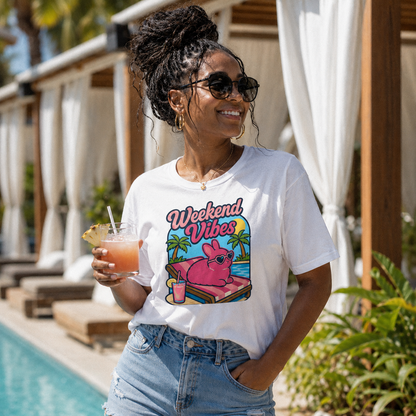 Weekend Vibes Bunny Shirt, Rabbit Summer Tee, Poolside Bunny T-Shirt, Beach Vacation Shirt, Rabbit Lover Gift