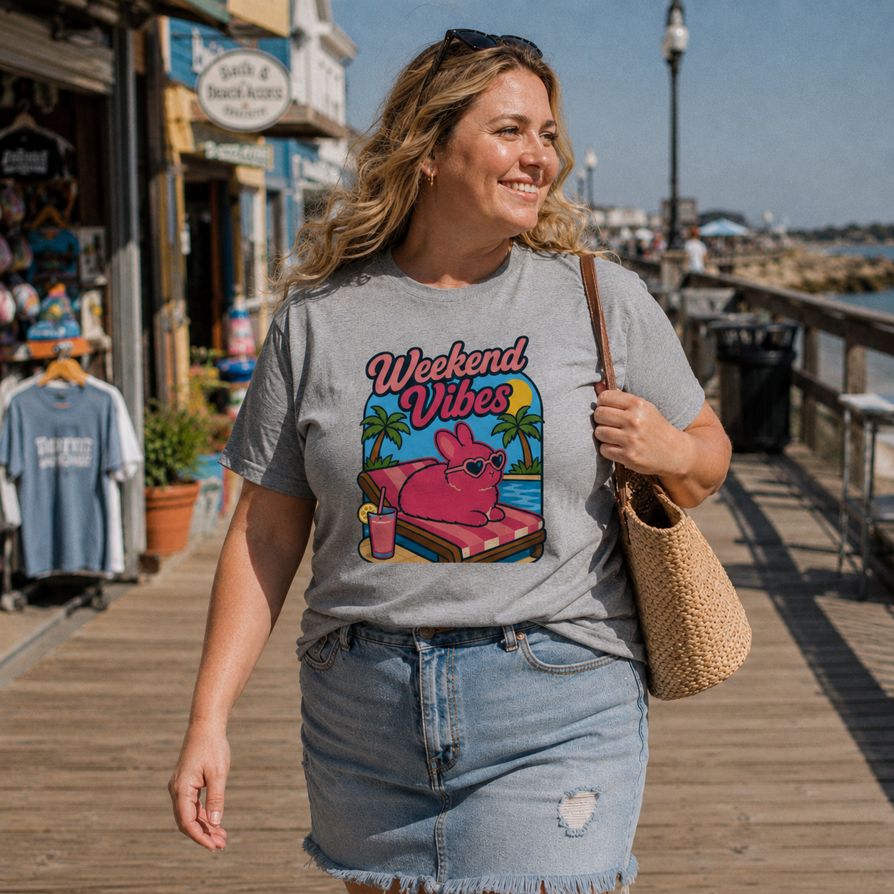 Weekend Vibes Bunny Shirt, Rabbit Summer Tee, Poolside Bunny T-Shirt, Beach Vacation Shirt, Rabbit Lover Gift