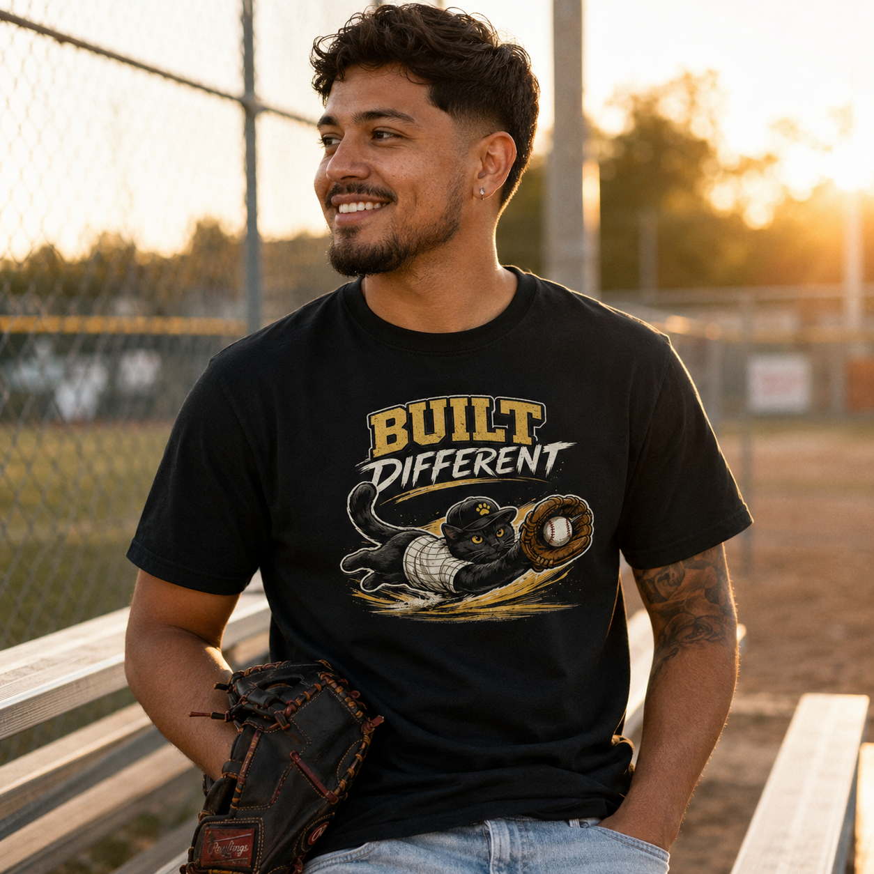 Built Different Cat Shirt, Baseball Cat T-Shirt, Funny Baseball Tee, Cat Lover Gift, Baseball Fan Shirt