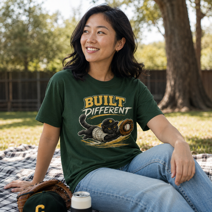 Built Different Cat Shirt, Baseball Cat T-Shirt, Funny Baseball Tee, Cat Lover Gift, Baseball Fan Shirt