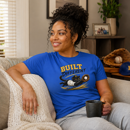 Built Different Baseball Cat Shirt, Funny Cat Baseball Tee, Baseball Lover Gift, Cat Lover T-Shirt, Sports Cat Shirt
