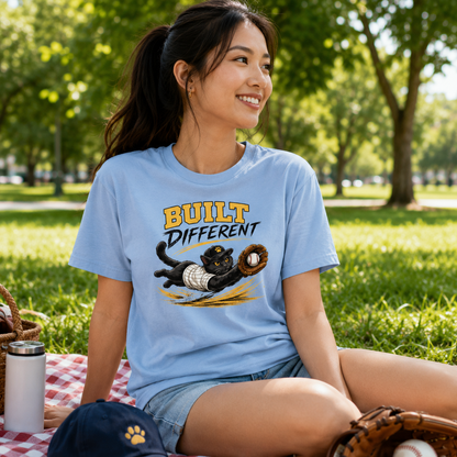 Built Different Baseball Cat Shirt, Funny Cat Baseball Tee, Baseball Lover Gift, Cat Lover T-Shirt, Sports Cat Shirt