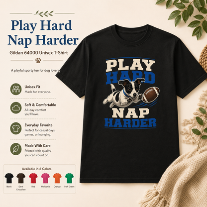 Play Hard Nap Harder Shirt, Funny Dog Shirt, Football Dog Tee, Dog Lover Gift, Football Fan Shirt, Pet Parent Gift