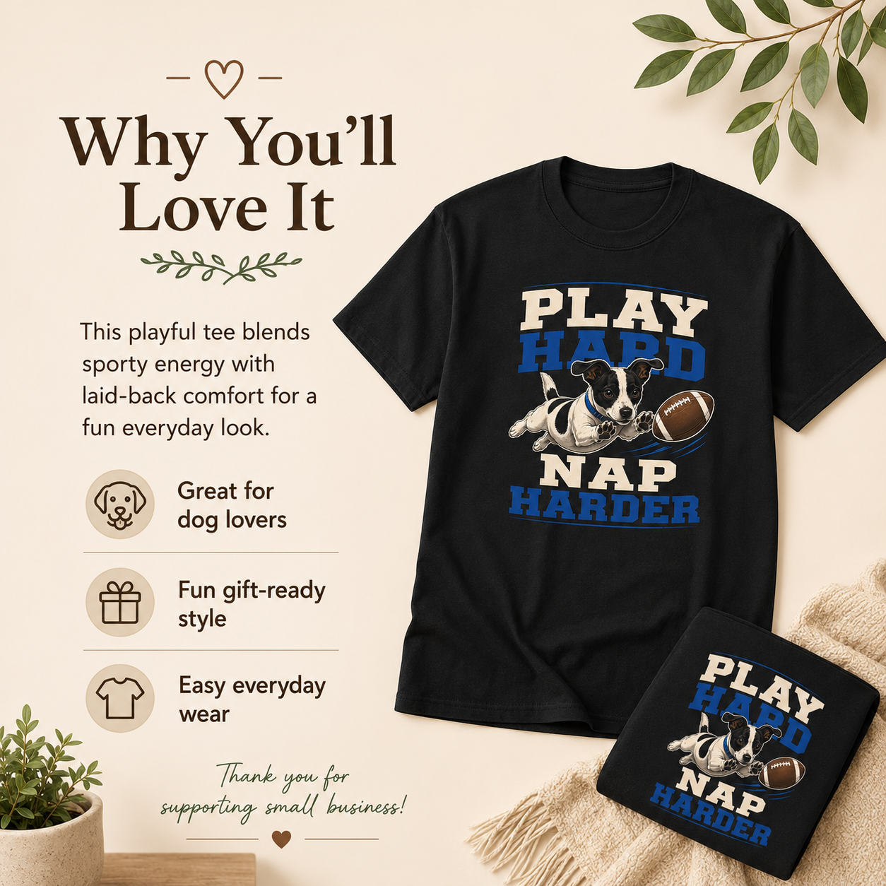 Play Hard Nap Harder Shirt, Funny Dog Shirt, Football Dog Tee, Dog Lover Gift, Football Fan Shirt, Pet Parent Gift