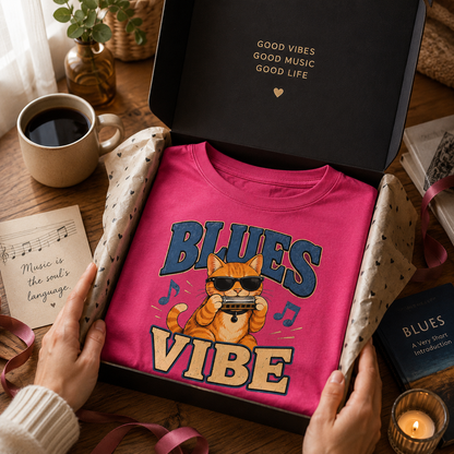 Blues Cat Shirt, Music Lover Tee, Funny Cat T-Shirt, Harmonica Shirt, Retro Cat Tee, Musician Gift, Cat Lover Gift