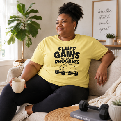 Funny Bunny Shirt, Fluff Gains in Progress Tee, Rabbit Lover Gift, Cute Gym Shirt, Unisex Workout T-Shirt