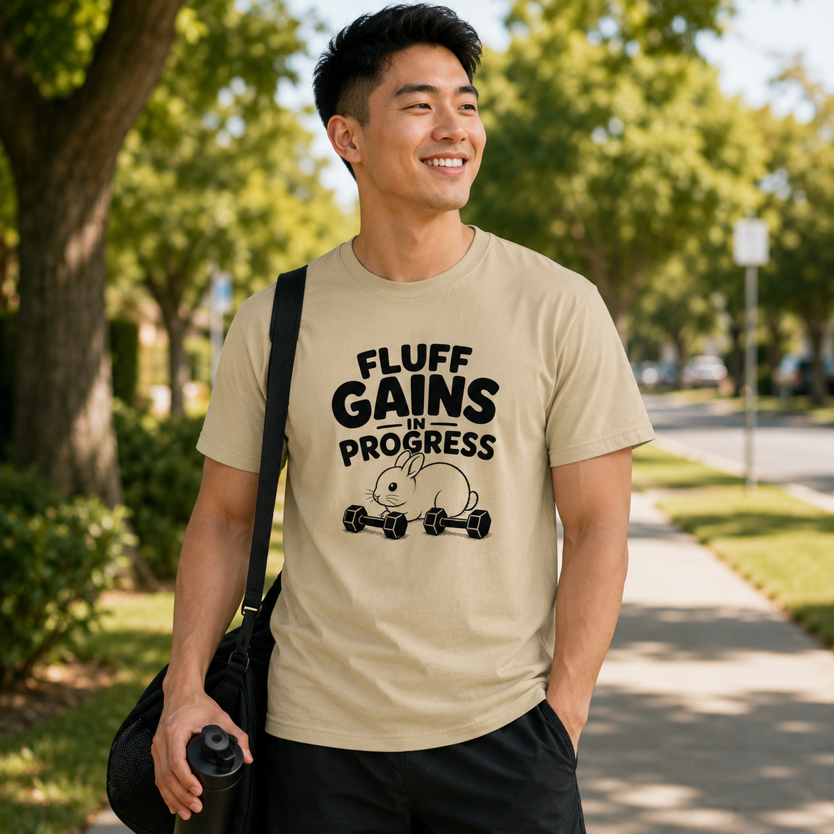 Funny Bunny Shirt, Fluff Gains in Progress Tee, Rabbit Lover Gift, Cute Gym Shirt, Unisex Workout T-Shirt