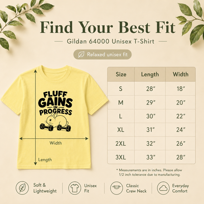 Funny Bunny Shirt, Fluff Gains in Progress Tee, Rabbit Lover Gift, Cute Gym Shirt, Unisex Workout T-Shirt