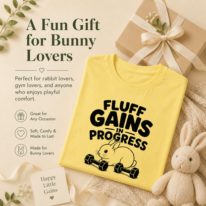 Funny Bunny Shirt, Fluff Gains in Progress Tee, Rabbit Lover Gift, Cute Gym Shirt, Unisex Workout T-Shirt