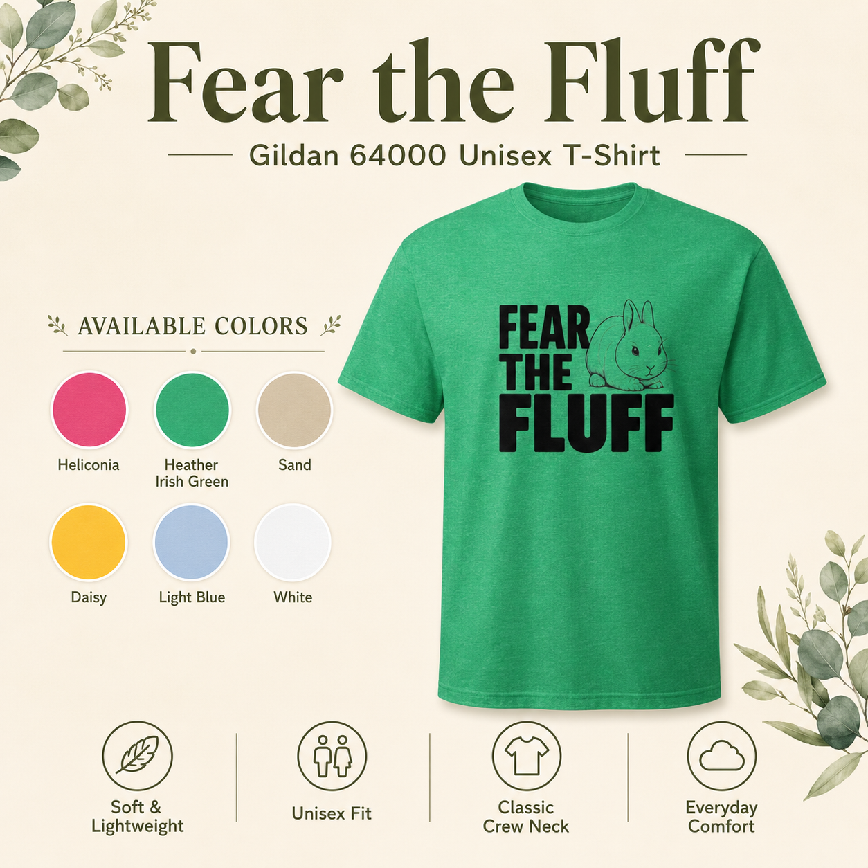 Bunny Shirt, Fear the Fluff Tee, Funny Rabbit Lover Gift, Bunny Mom Shirt, Cute Rabbit Graphic T-Shirt