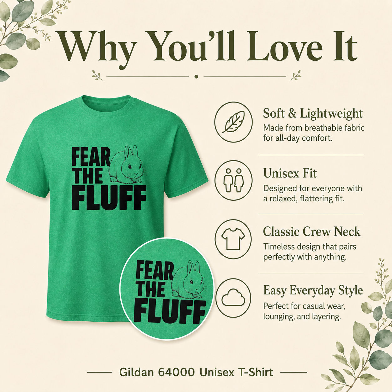 Bunny Shirt, Fear the Fluff Tee, Funny Rabbit Lover Gift, Bunny Mom Shirt, Cute Rabbit Graphic T-Shirt