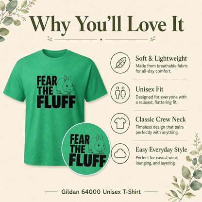 Bunny Shirt, Fear the Fluff Tee, Funny Rabbit Lover Gift, Bunny Mom Shirt, Cute Rabbit Graphic T-Shirt