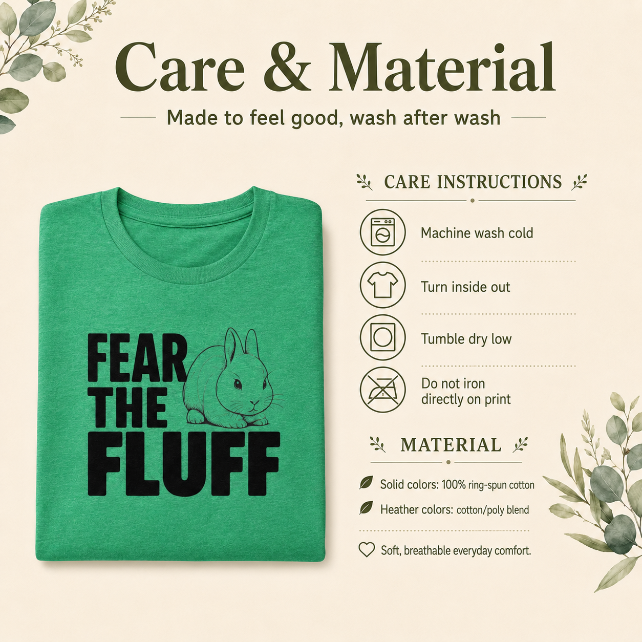 Bunny Shirt, Fear the Fluff Tee, Funny Rabbit Lover Gift, Bunny Mom Shirt, Cute Rabbit Graphic T-Shirt