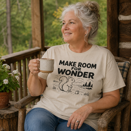 Make Room for Wonder Squirrel Shirt, Nature Lover T-Shirt, Woodland Animal Tee, Outdoor Adventure Shirt, Hiking Camping Gift