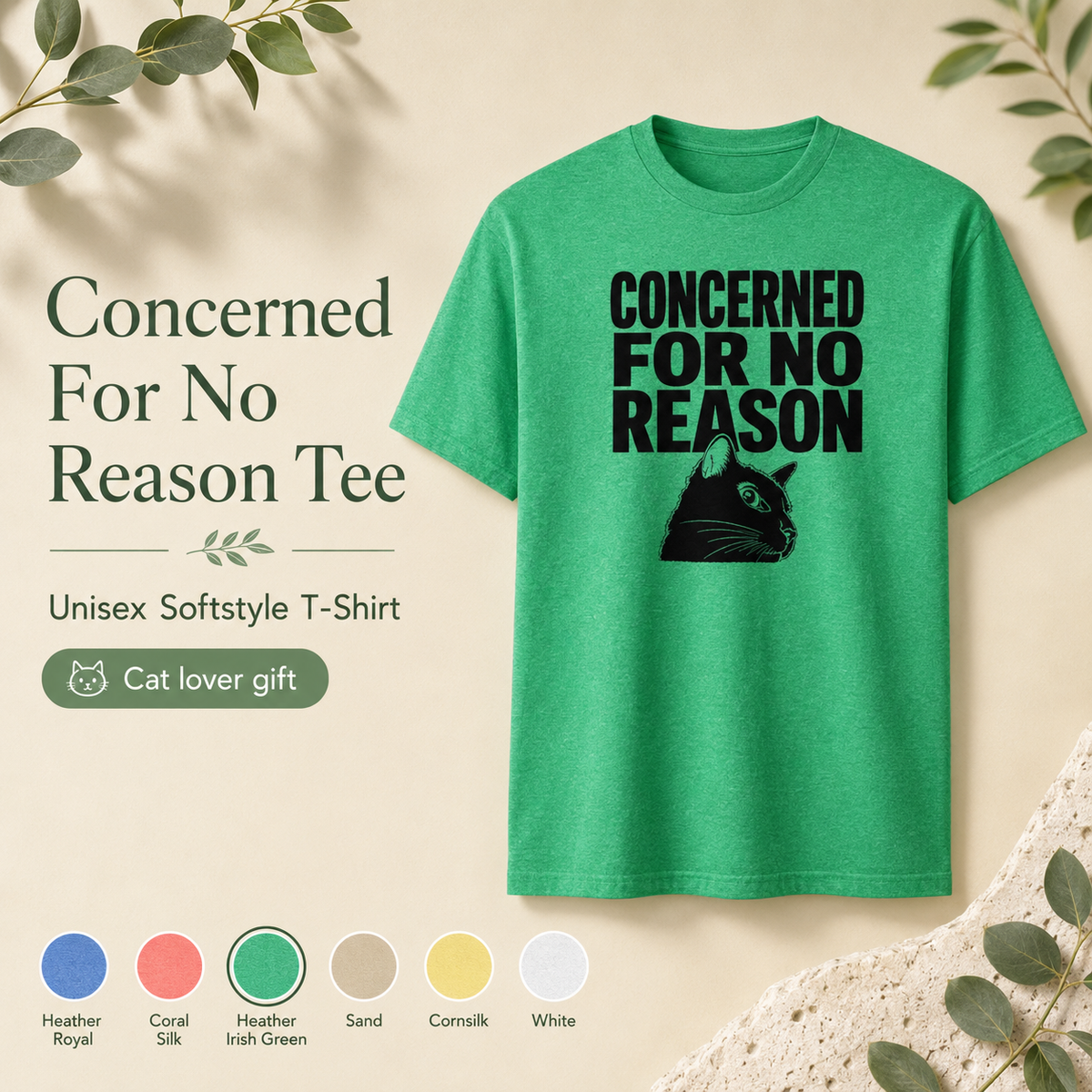 Funny Anxious Cat Shirt, Concerned for No Reason Tee, Overthinker Gift, Black Cat T-Shirt, Cat Lover Graphic Tee