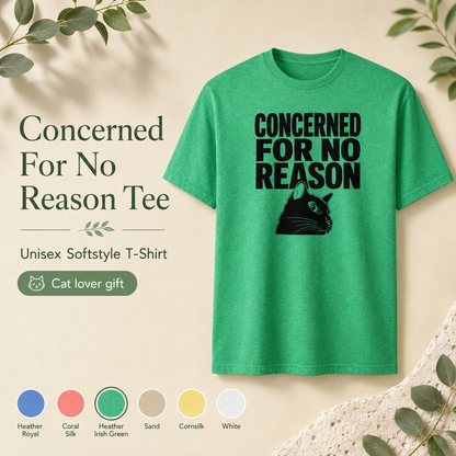 Funny Anxious Cat Shirt, Concerned for No Reason Tee, Overthinker Gift, Black Cat T-Shirt, Cat Lover Graphic Tee