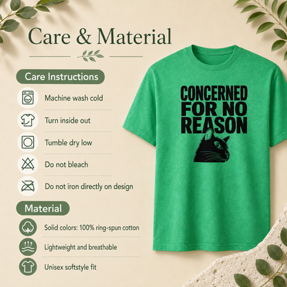 Funny Anxious Cat Shirt, Concerned for No Reason Tee, Overthinker Gift, Black Cat T-Shirt, Cat Lover Graphic Tee