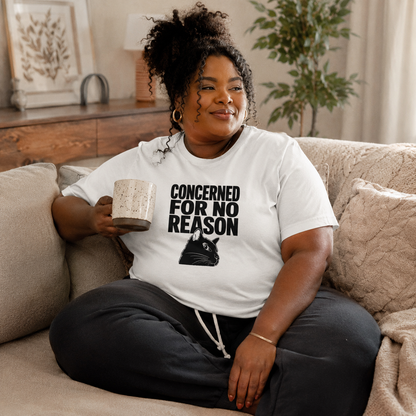 Funny Anxious Cat Shirt, Concerned for No Reason Tee, Overthinker Gift, Black Cat T-Shirt, Cat Lover Graphic Tee