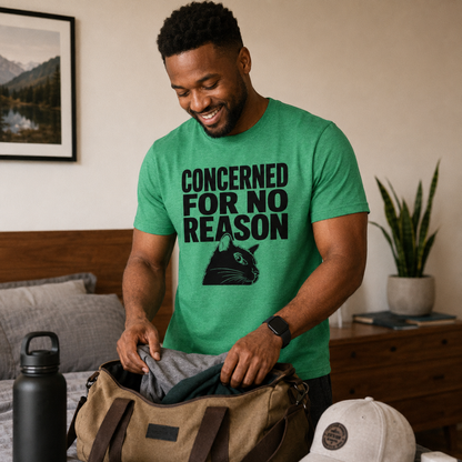 Funny Anxious Cat Shirt, Concerned for No Reason Tee, Overthinker Gift, Black Cat T-Shirt, Cat Lover Graphic Tee