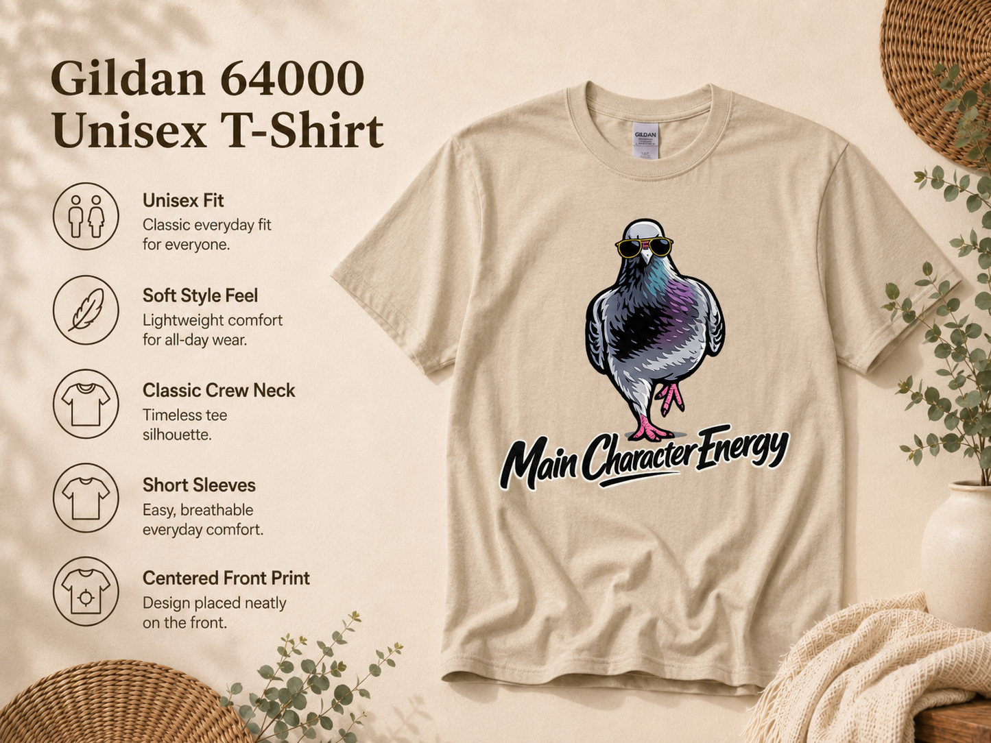 Main Character Energy Pigeon T-Shirt