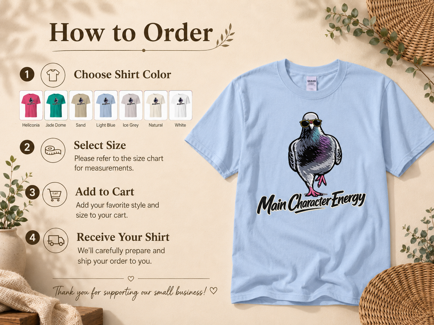 Main Character Energy Pigeon T-Shirt