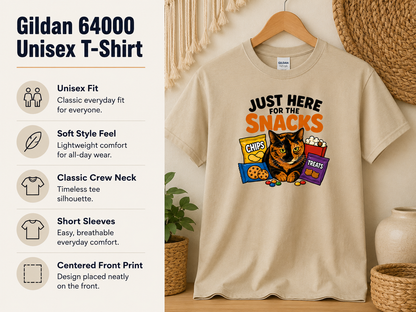 Just Here for the Snacks Funny Cat T-Shirt
