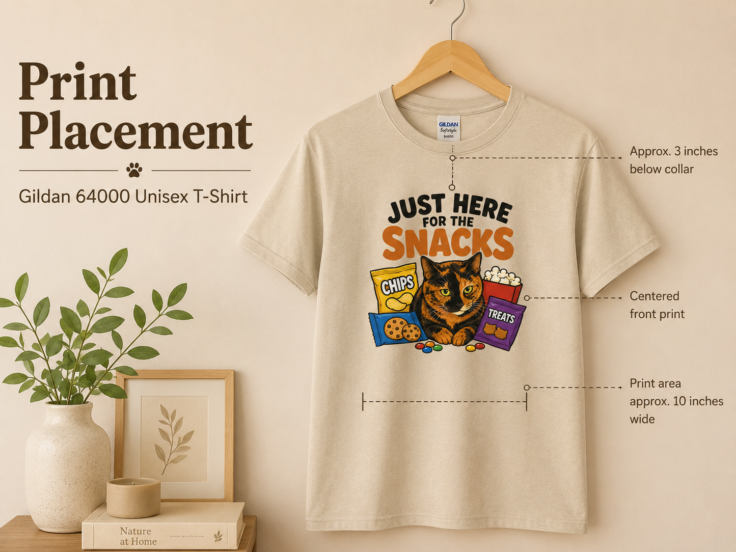 Just Here for the Snacks Funny Cat T-Shirt