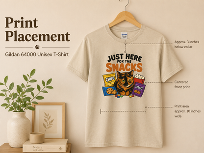 Just Here for the Snacks Funny Cat T-Shirt
