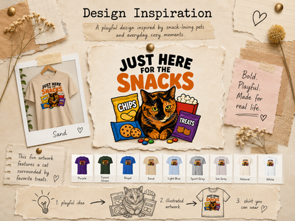 Just Here for the Snacks Funny Cat T-Shirt