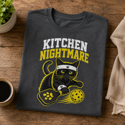 Kitchen Nightmare Black Cat Pickleball T-Shirt