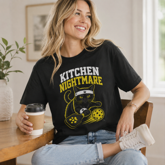Kitchen Nightmare Black Cat Pickleball T-Shirt