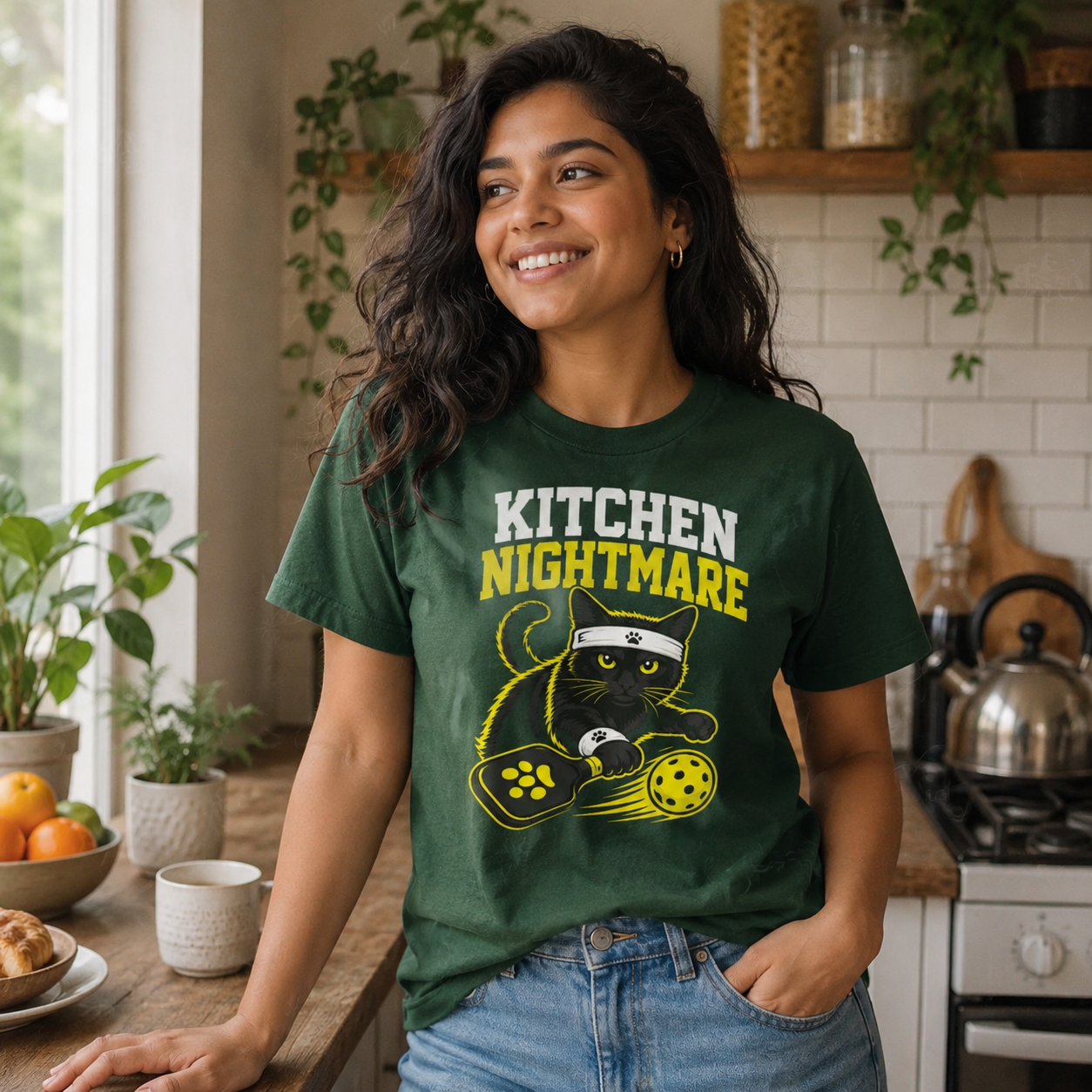 Kitchen Nightmare Black Cat Pickleball T-Shirt