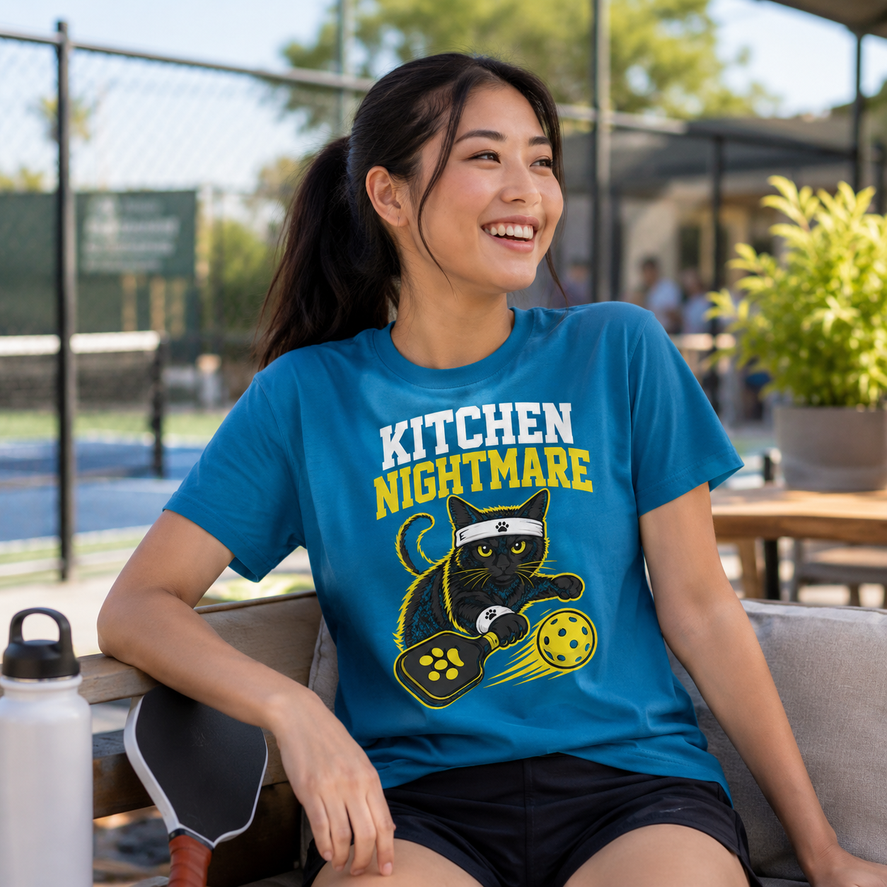 Kitchen Nightmare Black Cat Pickleball T-Shirt