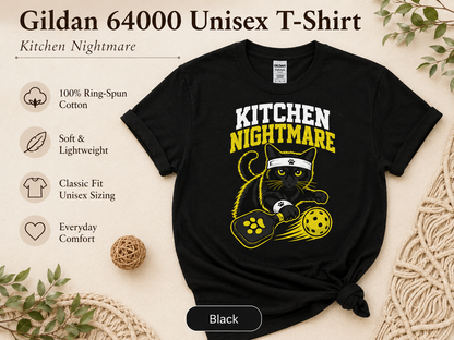Kitchen Nightmare Black Cat Pickleball T-Shirt