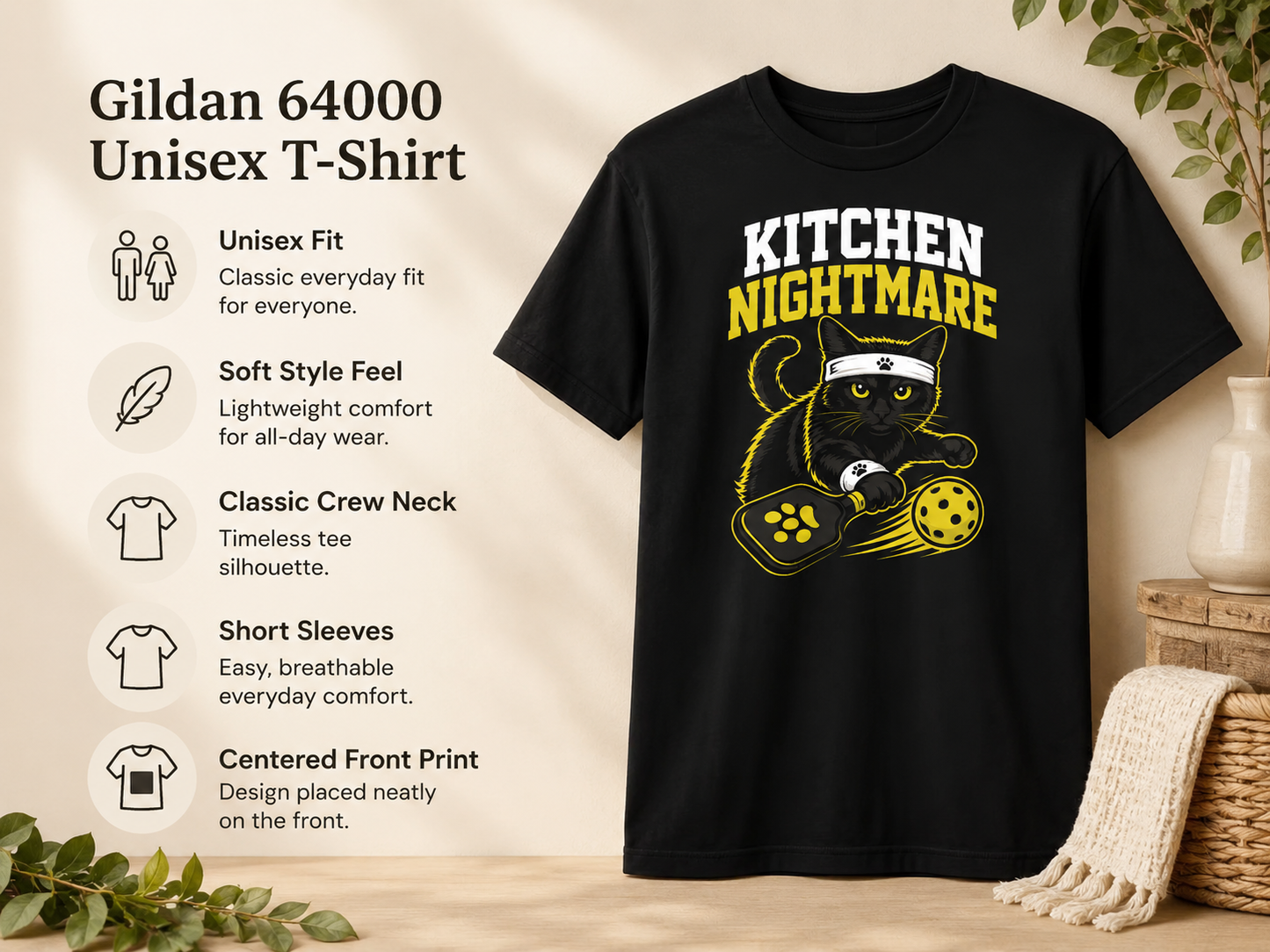Kitchen Nightmare Black Cat Pickleball T-Shirt