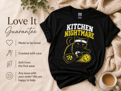 Kitchen Nightmare Black Cat Pickleball T-Shirt