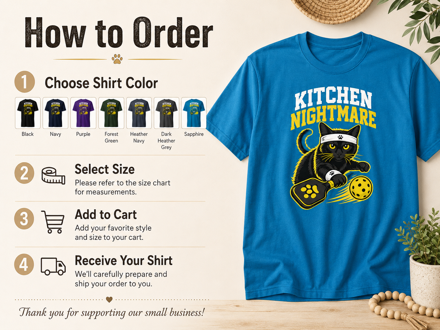 Kitchen Nightmare Black Cat Pickleball T-Shirt