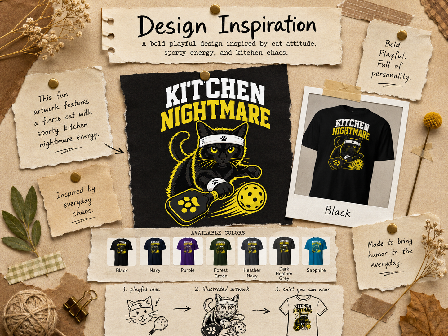 Kitchen Nightmare Black Cat Pickleball T-Shirt