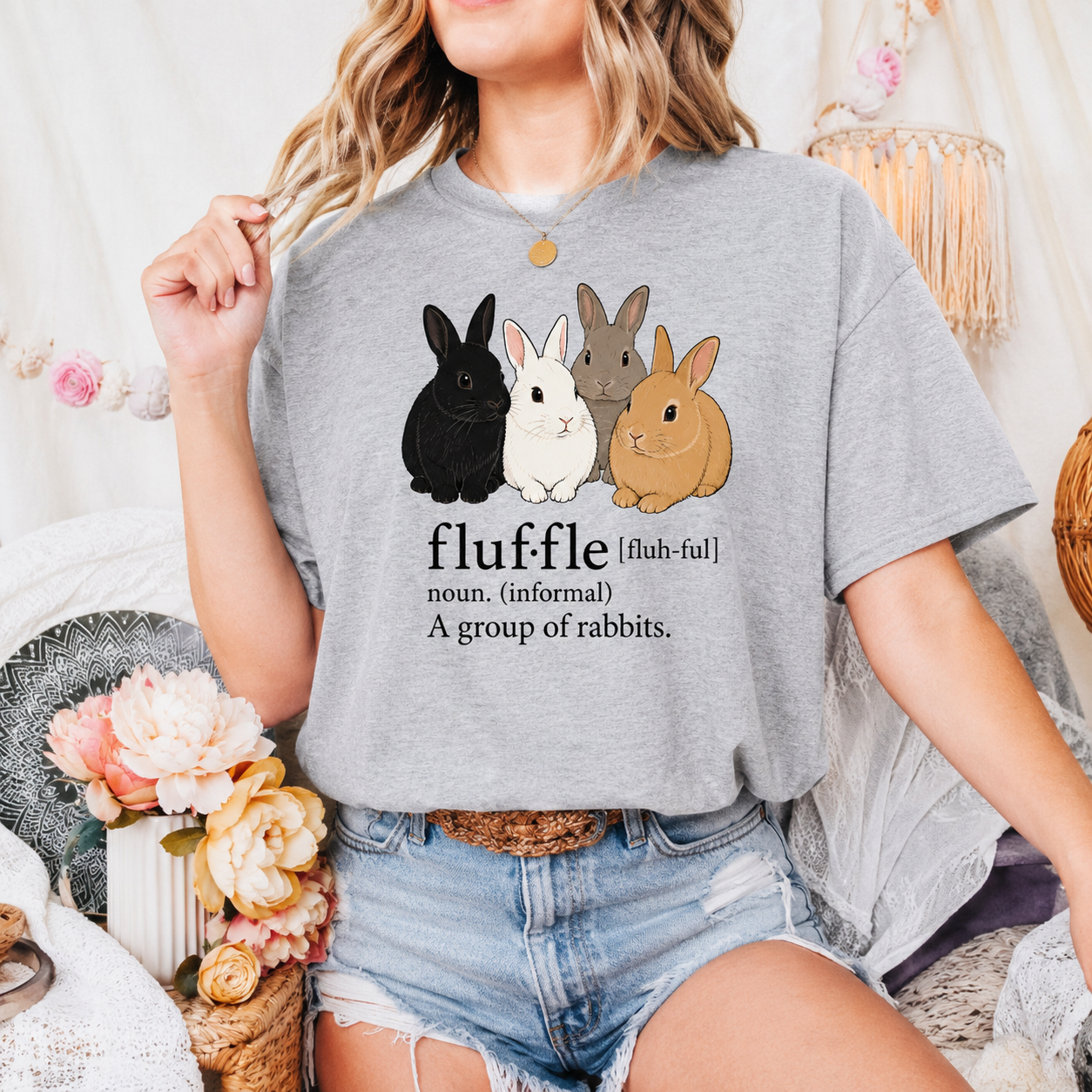 Fluffle Rabbit T-Shirt, Funny Bunny Definition Graphic Tee