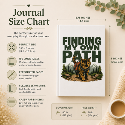 Finding My Own Path Cat Journal, Adventure Hardcover Notebook