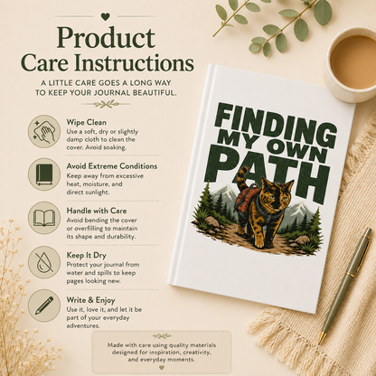 Finding My Own Path Cat Journal, Adventure Hardcover Notebook