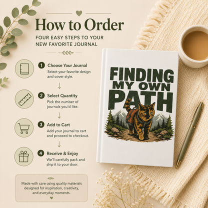 Finding My Own Path Cat Journal, Adventure Hardcover Notebook