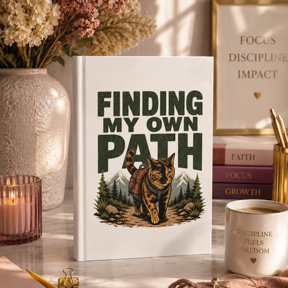 Finding My Own Path Cat Journal, Adventure Hardcover Notebook