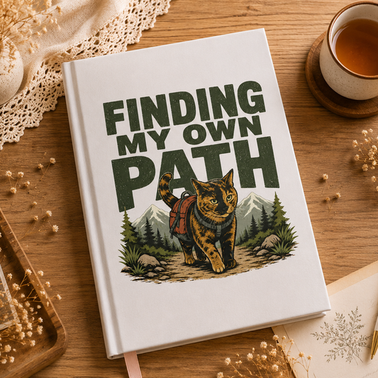 Finding My Own Path Cat Journal, Adventure Hardcover Notebook