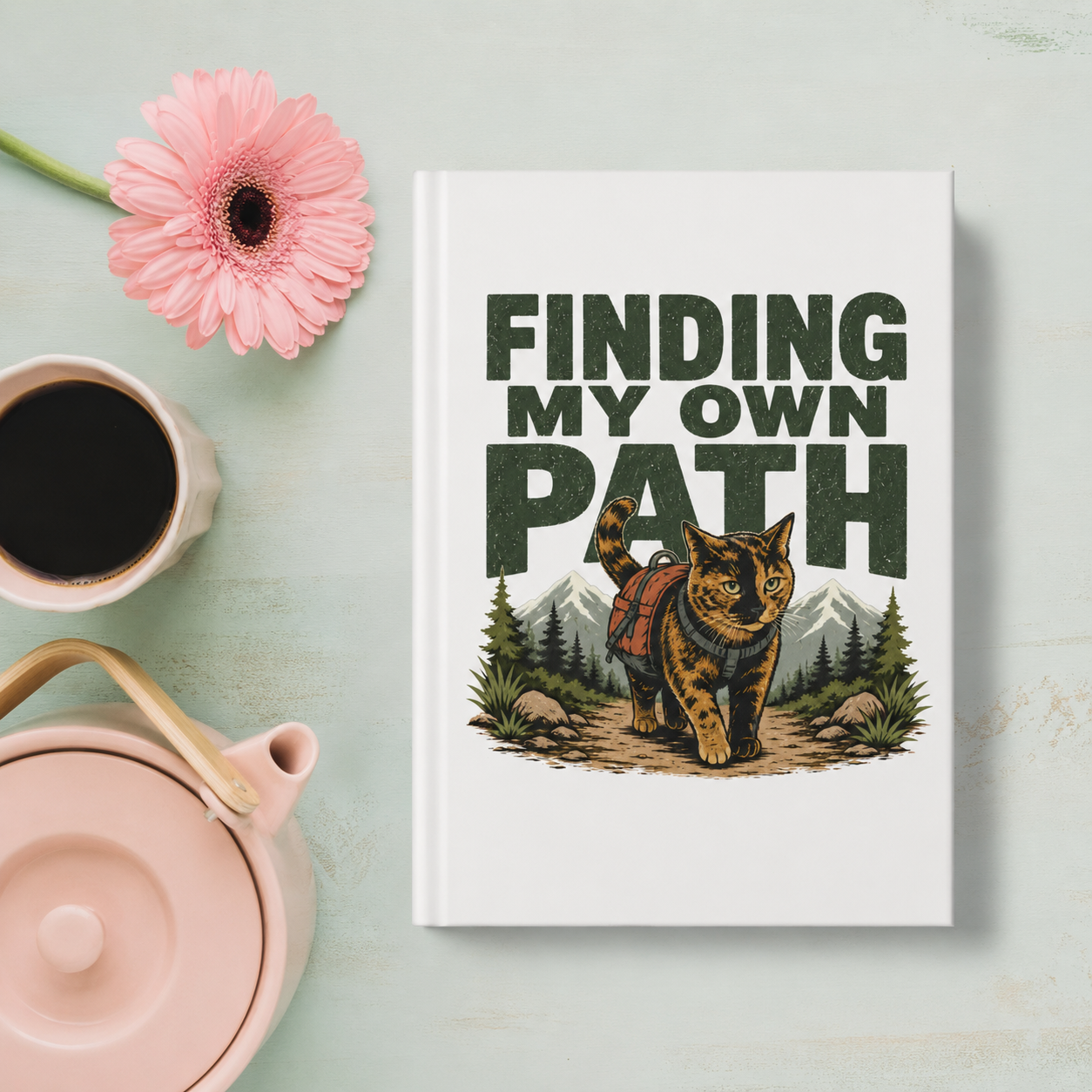Finding My Own Path Cat Journal, Adventure Hardcover Notebook