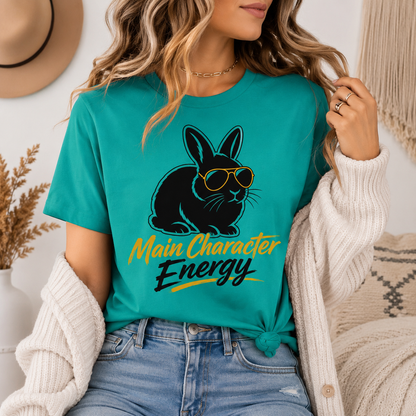 Main Character Energy Bunny T-Shirt, Funny Rabbit Graphic Tee