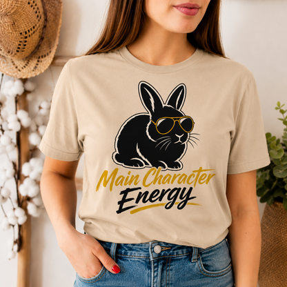Main Character Energy Bunny T-Shirt, Funny Rabbit Graphic Tee