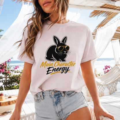 Main Character Energy Bunny T-Shirt, Funny Rabbit Graphic Tee
