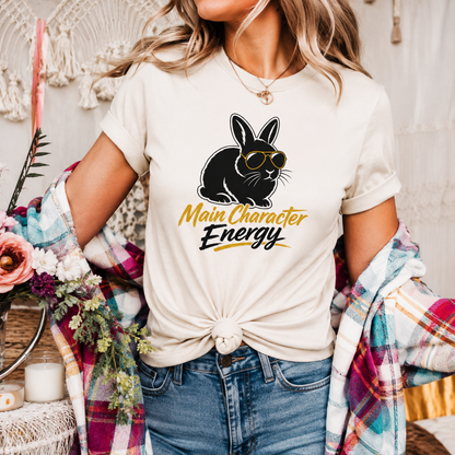 Main Character Energy Bunny T-Shirt, Funny Rabbit Graphic Tee